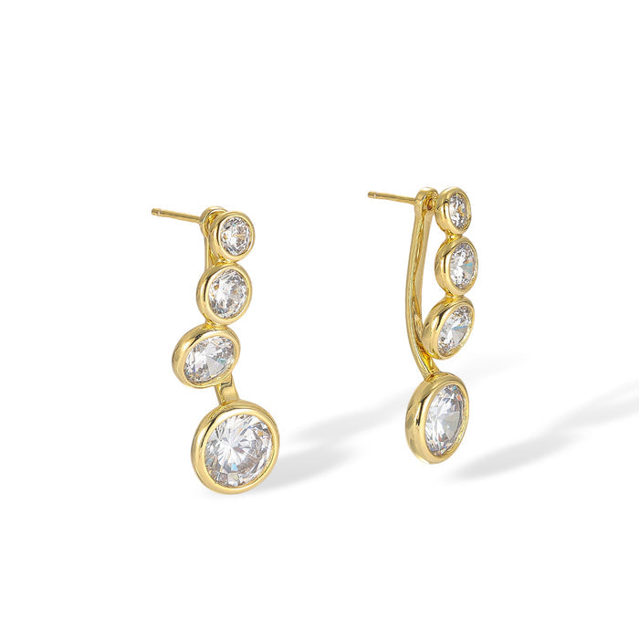 Éstella 18K Gold Bezel Round Drop Earrings