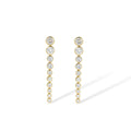 Éstella 18K Gold Long Linear Bezel Round Drop Earrings