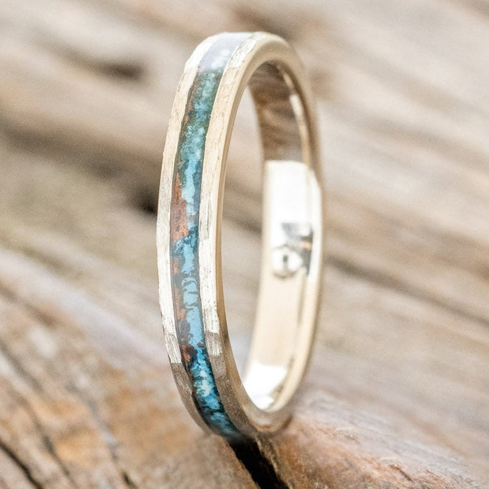 "ETERNA"- PATINA COPPER STACKING WEDDING BAND WITH A HAMMERED FINISH-4