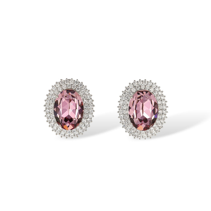 Euphrasie Pink Oval Earrings