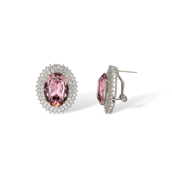 Euphrasie Pink Oval Earrings