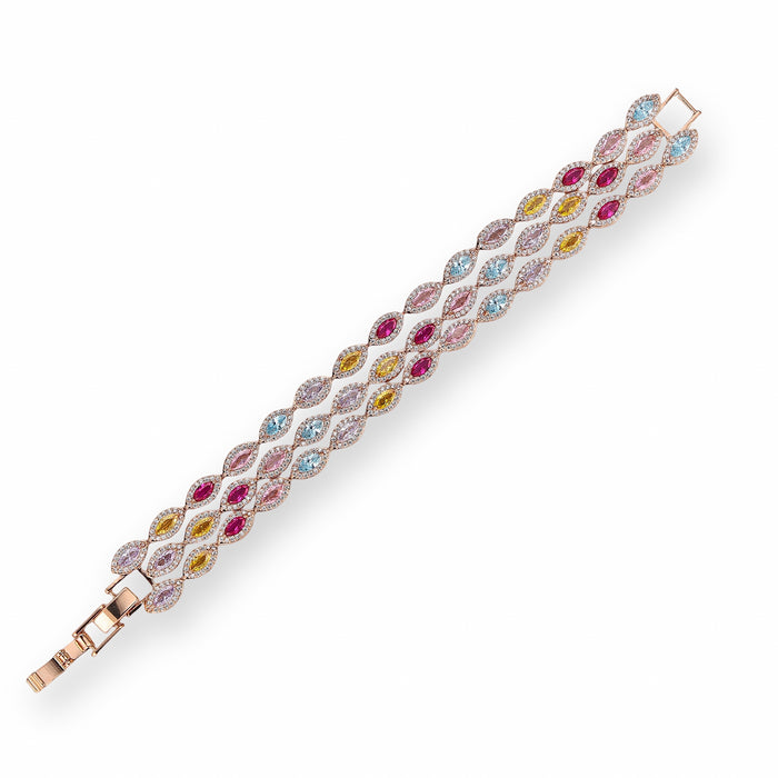 Eurydice Multicolor Triple-Row Marquise Bracelet