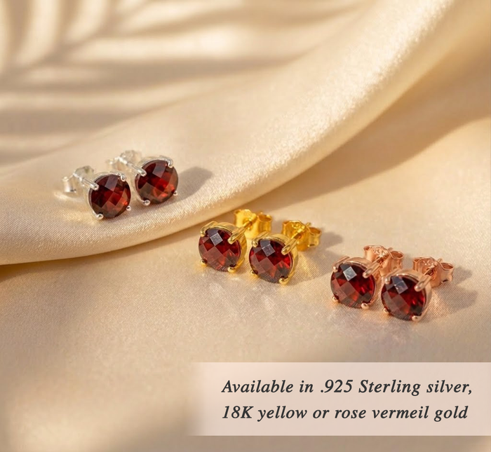 Dainty gold birthstone stud earrings faceted gemstones prong set minimal everyday jewelry set