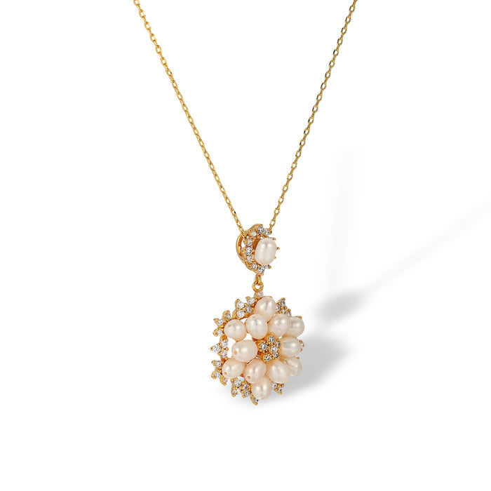 Fébria 18K Gold Pearl Floral Necklace