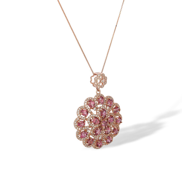 Feline Red Garnet Floral Necklace