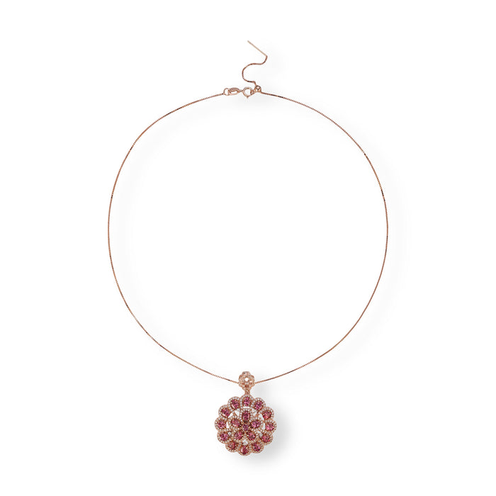 Feline Red Garnet Floral Necklace