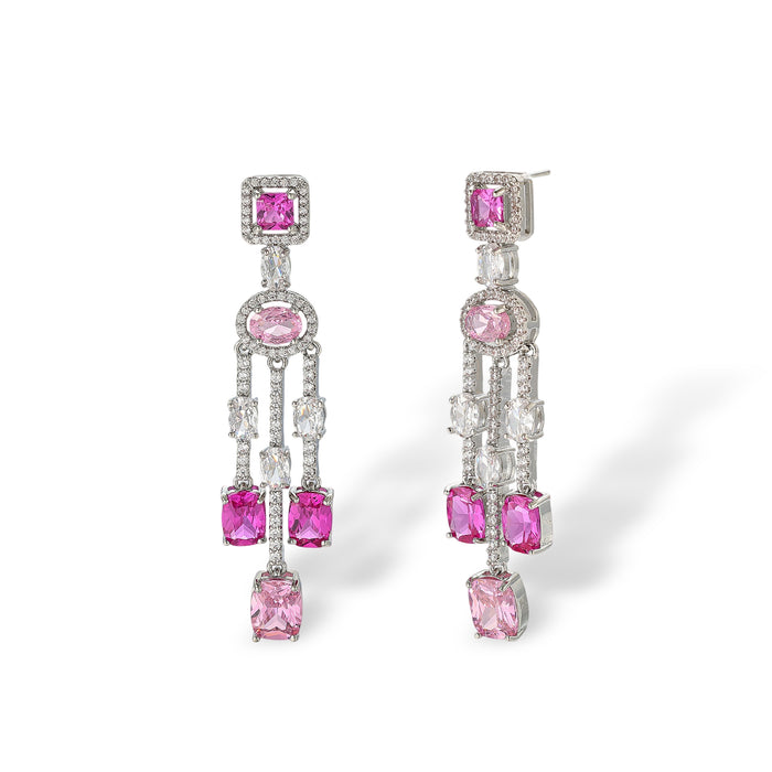 Filippa Pink Cushion Square Drop Earrings