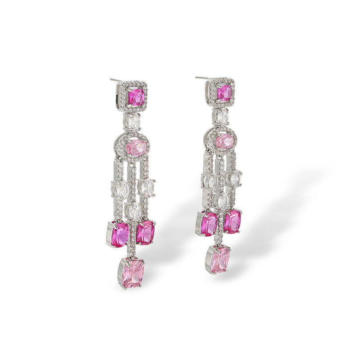 Filippa Pink Cushion Square Drop Earrings