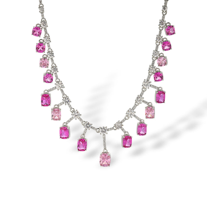 Filippa Pink Cushion Square Necklace