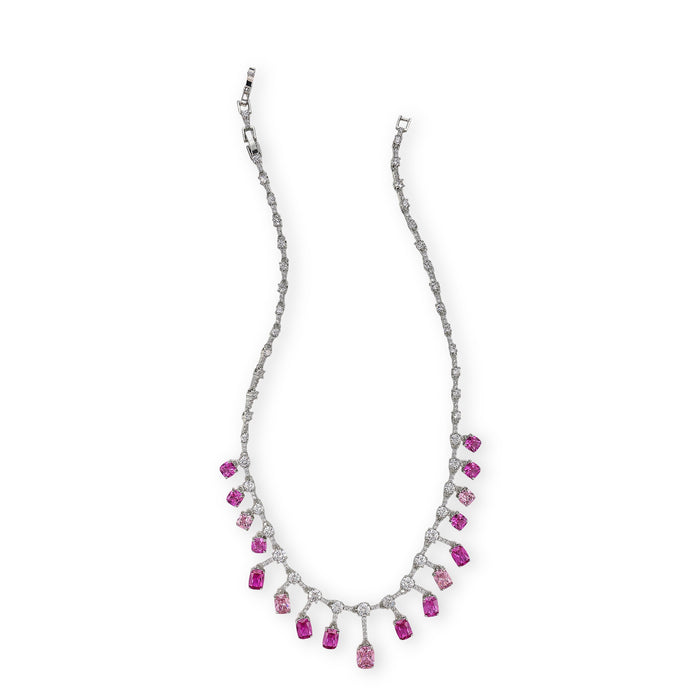 Filippa Pink Cushion Square Necklace