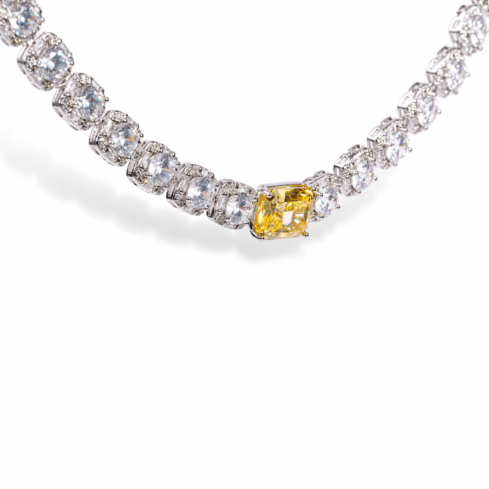 Floriane Yellow Cushion Rectangular Choker Necklace