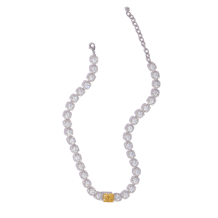 Floriane Yellow Cushion Rectangular Choker Necklace