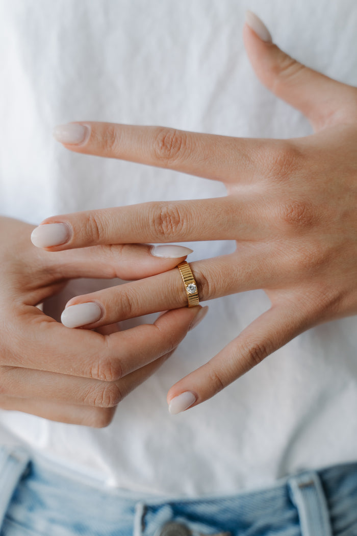 Fluted CZ Ring