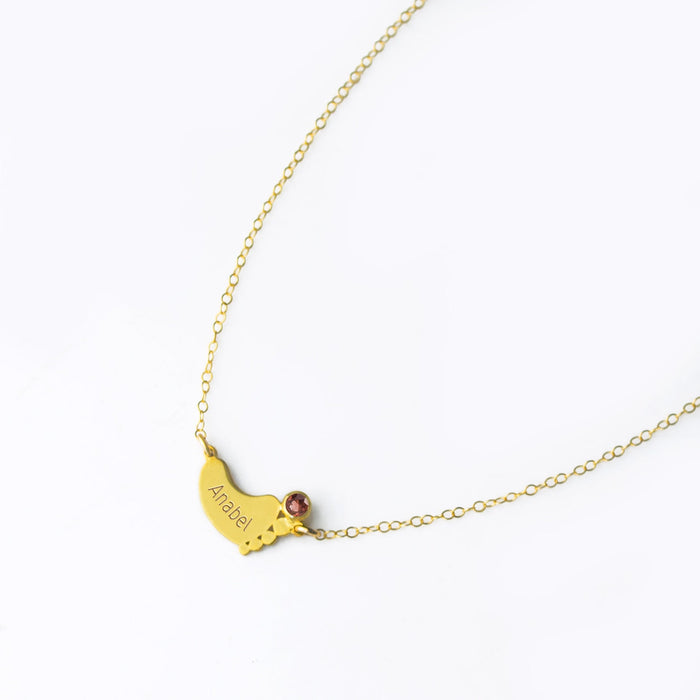 Footprint Charm Horizontal Connector Necklace with Engraved Kid's Names and Birthstones