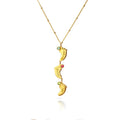 Footprint Charm Vertical Drop Pendant Necklace with Engraved Kid's Names and Birthstones