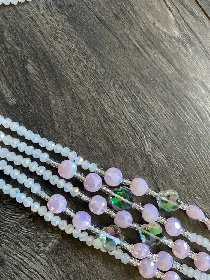 Fresh Start- White & Pink Crystal WaistBeads- Luxury-WaistBeads- Price per WaistBead -Tie On- 45”- 50”