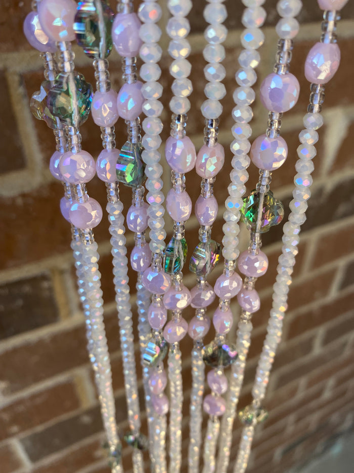 Fresh Start- White & Pink Crystal WaistBeads- Luxury-WaistBeads- Price per WaistBead -Tie On- 45”- 50”
