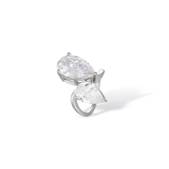 Friedswind White Double Teardrop Ring