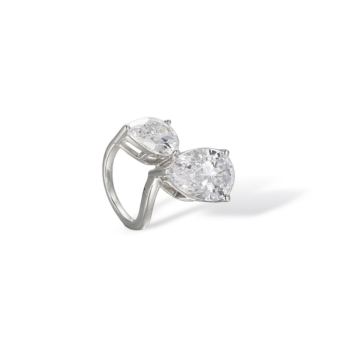 Friedswind White Double Teardrop Ring