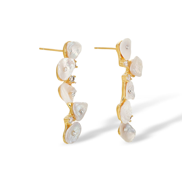 Fritzi White Floral Shell Drop Earrings