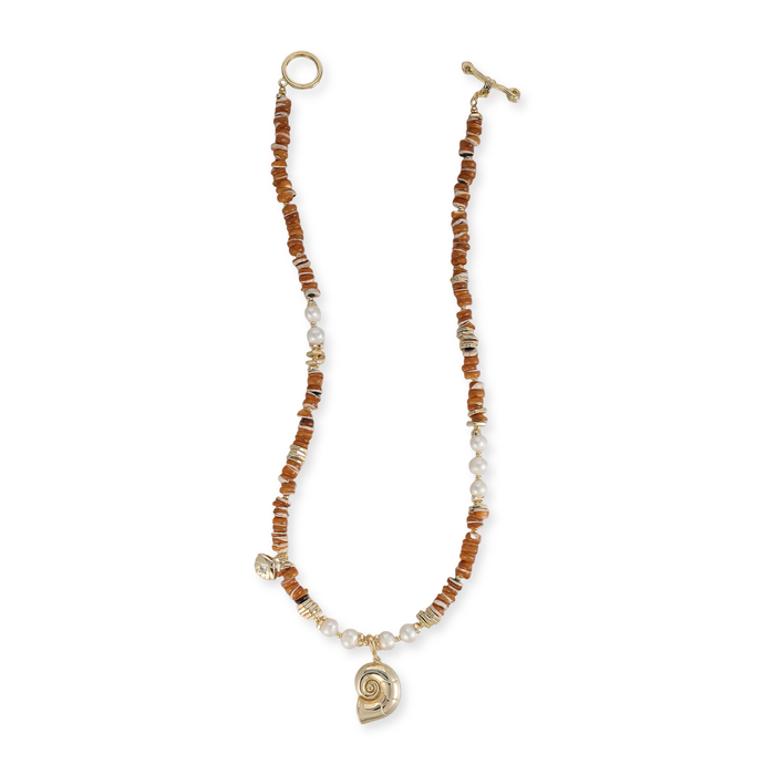 Gerhild Orange Nautilus Pearl Natural Stone Necklace