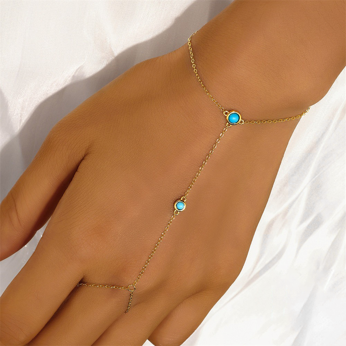 Gesa Turquoise Round Linked Finger Bracelet