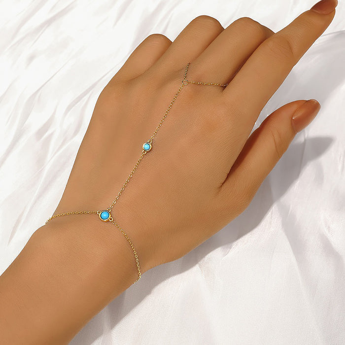 Gesa Turquoise Round Linked Finger Bracelet