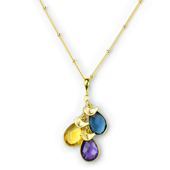 Gift for Mom: Birthstone Initial Necklace & Earrings Set [TCSWLV]