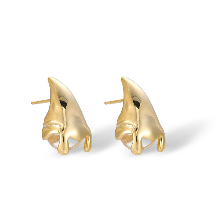 Gitte 14K Gold Dripping Cap Stud Earrings
