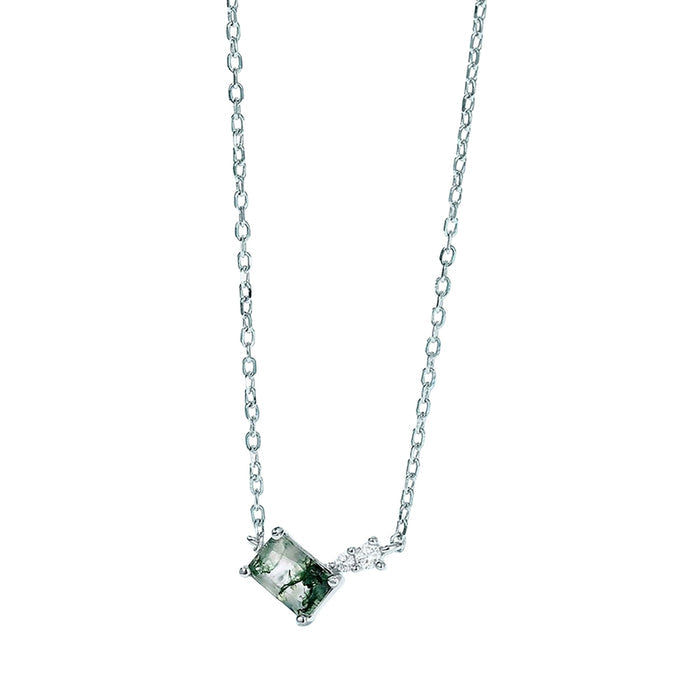 Glawdys Moss Green Rectangular Necklace