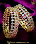 Gold Finished American Diamond Bangles | Punjabi Traditional Jewellery Exclusive