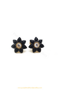 Gold Finished Black Studs By PTJ