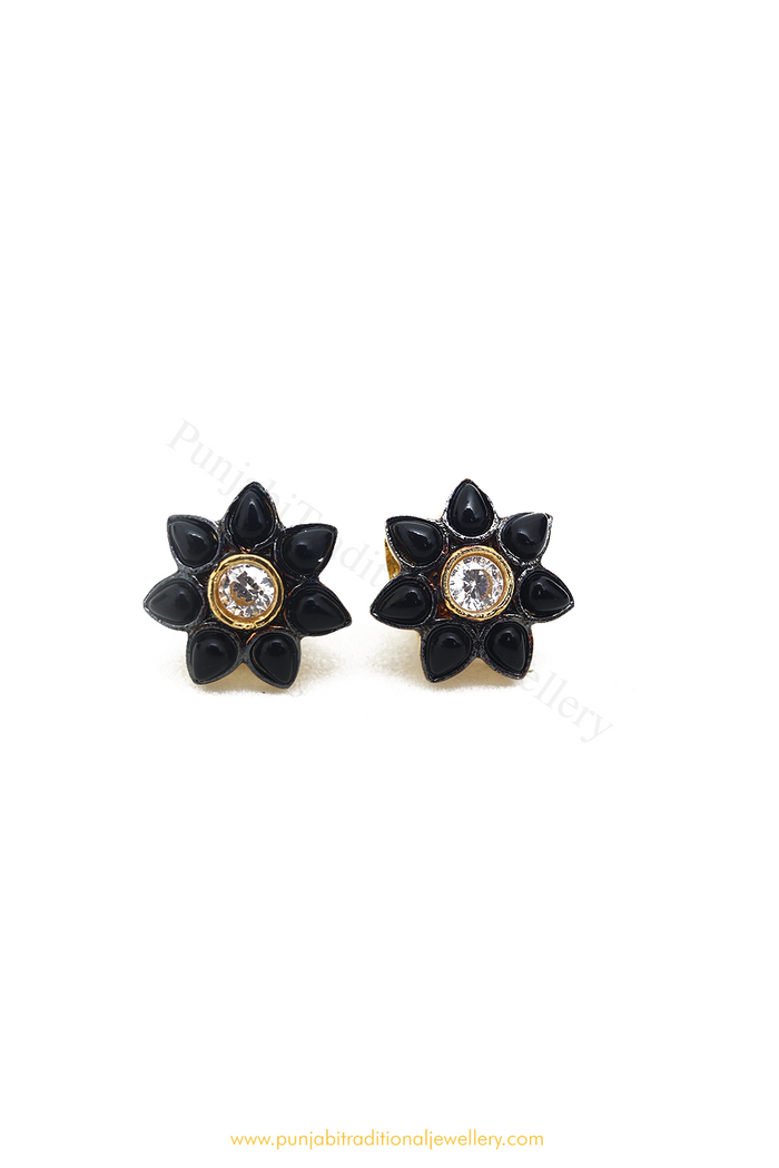 Gold Finished Black Studs By PTJ
