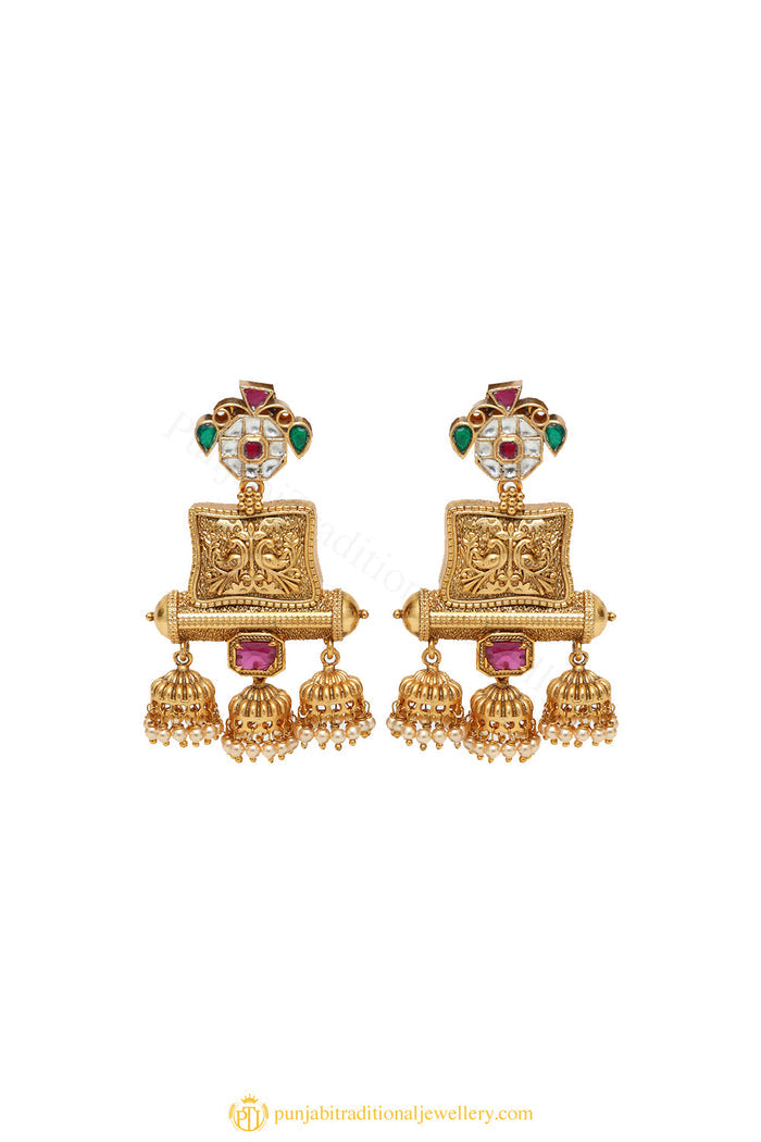 Gold Finished Earrings by PTJ