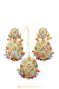 Gold Finished Earrings & Tikka Set by PTJ