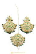 Gold Finished Earrings & Tikka Set by PTJ