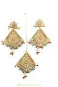 Gold Finished Earrings & Tikka Set by PTJ