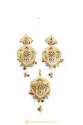 Gold Finished Earrings & Tikka Set by PTJ