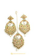 Gold Finished Earrings & Tikka Set by PTJ