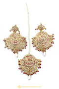 Gold Finished Earrings & Tikka Set by PTJ