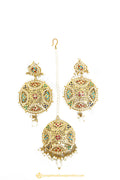 Gold Finished Earrings & Tikka Set by PTJ