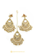 Gold Finished Earrings & Tikka Set by PTJ