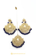 Gold Finished Earrings & Tikka Set by PTJ