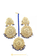 Gold Finished Earrings & Tikka Set by PTJ