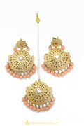 Gold Finished Earrings & Tikka Set by PTJ