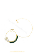 Gold Finished Emerald Kundan Nath By PTJ