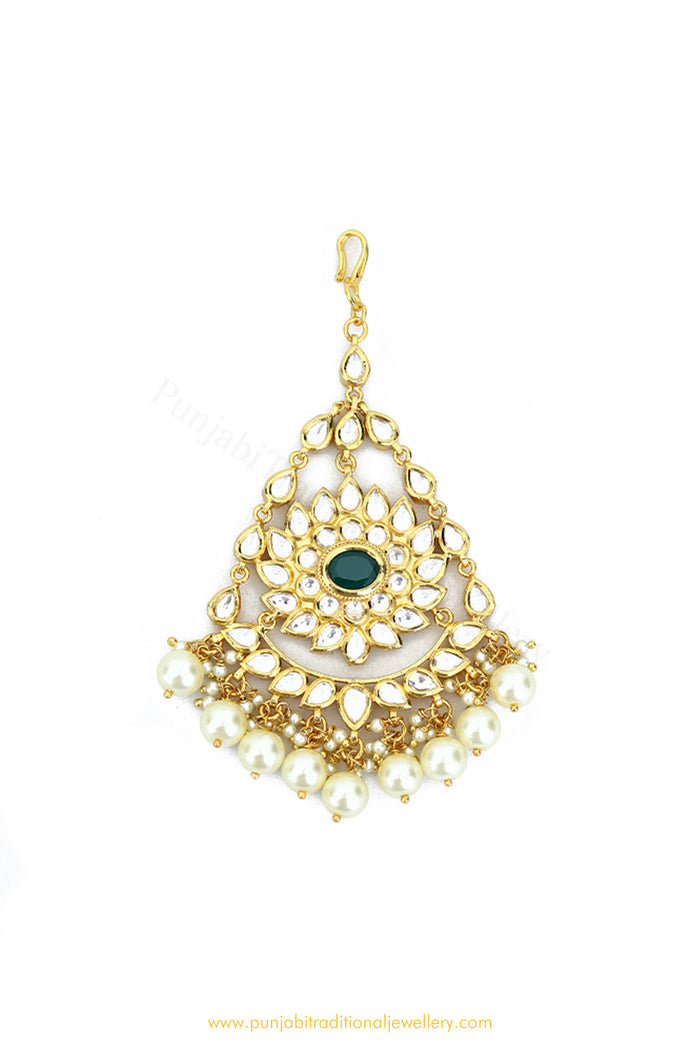 Gold Finished Emerald Kundan Passa By PTJ Exclusive