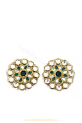 Gold Finished Emerald Kundan Studs By PTJ