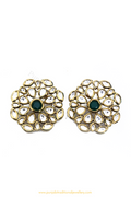 Gold Finished Emerald Kundan Studs By PTJ