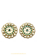 Gold Finished Emerald Kundan Studs By PTJ